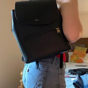 Authentic Ralph Lauren Black Leather Rucksack